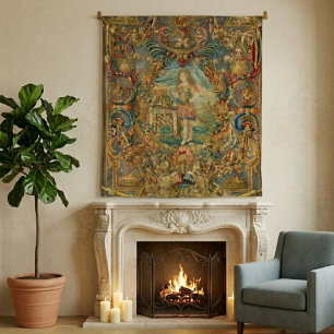 Französische Vintage-Juwel-Töne Vibrant Antique Wandteppich