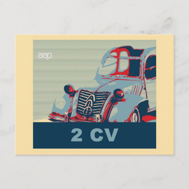 Französische Vintage Oldtimer, Pop Art Postkarte (Vorderseite)