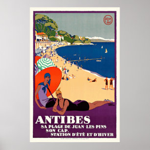 Französische Vintage Reise-Plakat-Antibes Poster