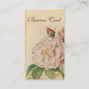 Französische Vintage-Rosa-Rosen-Geschäftskarten Visitenkarte