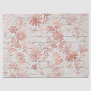 Französische Vintage Rose Gold Floral Decoute Seidenpapier