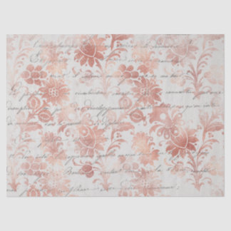 Französische Vintage Rose Gold Floral Decoute Seidenpapier