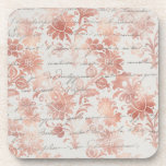 Französische Vintage Rose Gold Floral Getränkeuntersetzer<br><div class="desc">Das Vintage französische Design mit seiner eleganten Rose und vergoldeten Blume und Stielen ist ein Hintergrund der kursiven Schrift. Stellen Sie sicher,  dass Sie die passenden Kopfkissen für den Karo verwenden!</div>