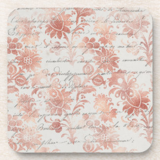 Französische Vintage-Roségold-Blumen Getränkeuntersetzer