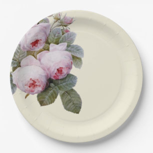 Französische Vintage-Rosen Pappteller