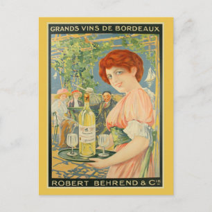Französische Vintage-Werbung für weißen Bordeaux-W Postkarte
