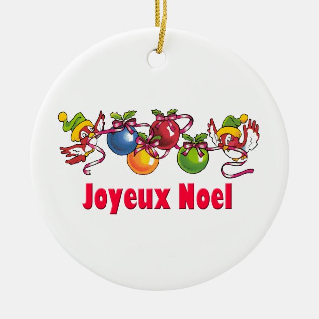 Französische Weihnachtsvögel Keramikornament (Vorne)