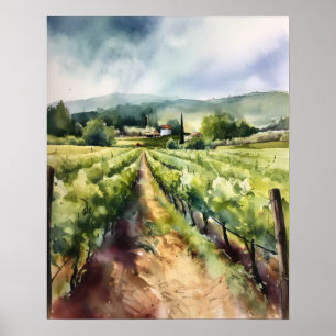 Französische Weinberge Landschaft Kunst, Dichtung Poster