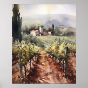 Französische Weinberge Landschaft Kunst, Dichtung Poster