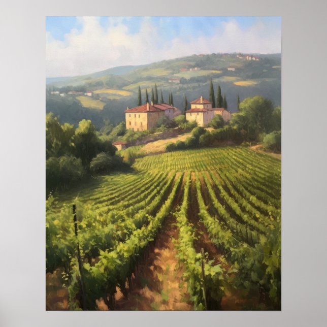 Französische Weinberge Landschaft Kunst, Dichtung  Poster (Vorne)