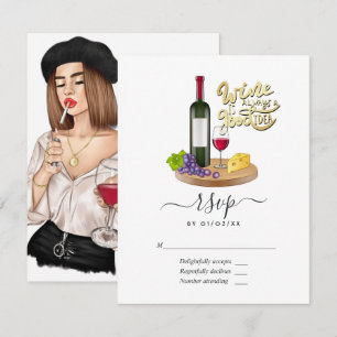 Französische Weinverkostung Hochzeit RSVP Karte