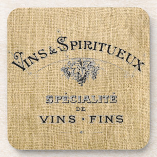 Französische Weinwerbung auf Burlap Getränkeuntersetzer