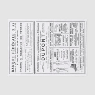 Französische Werbeanzeigen Zeitungsseite Decoupage Seidenpapier