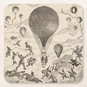 Französische Werbung für Ballonhersteller Rechteckiger Pappuntersetzer