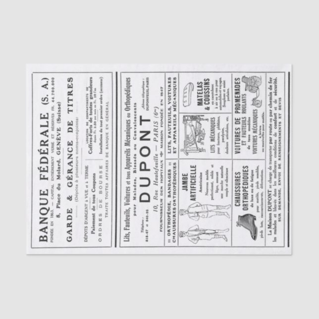 Französische Werbung Zeitungsseite Decoupage Men Seidenpapier (Vorderseite)