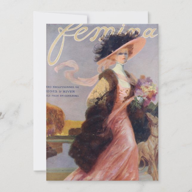 Französische Zeitschrift Femina 1909 Deckblatt Bla Einladung (Vorderseite)