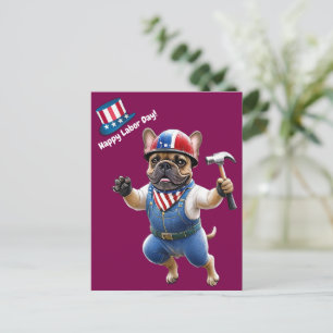 Französischen Bulldoggen Happy Labor Day Postkarte