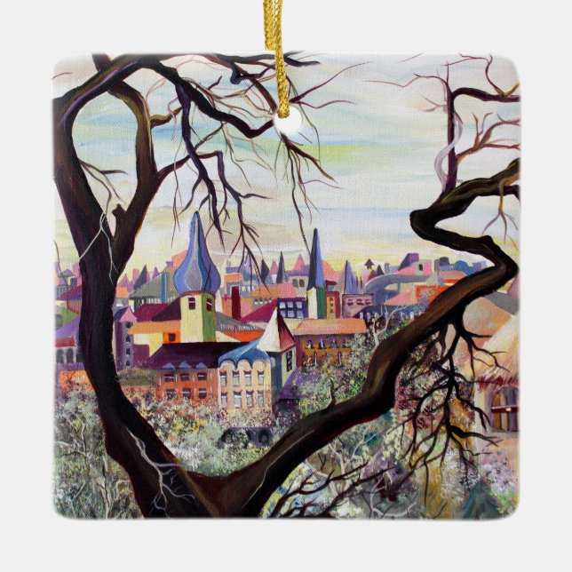 Französischer antiker Vergleich mit Wasserfarbe Lu Keramikornament (Vorderseite)