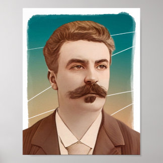 Französischer Autor Typ de Maupassant Illustration Poster