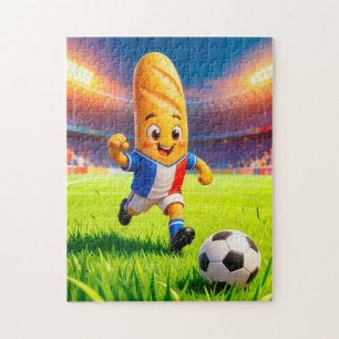 Französischer Baguette-Fußballspieler im Stadion i Puzzle