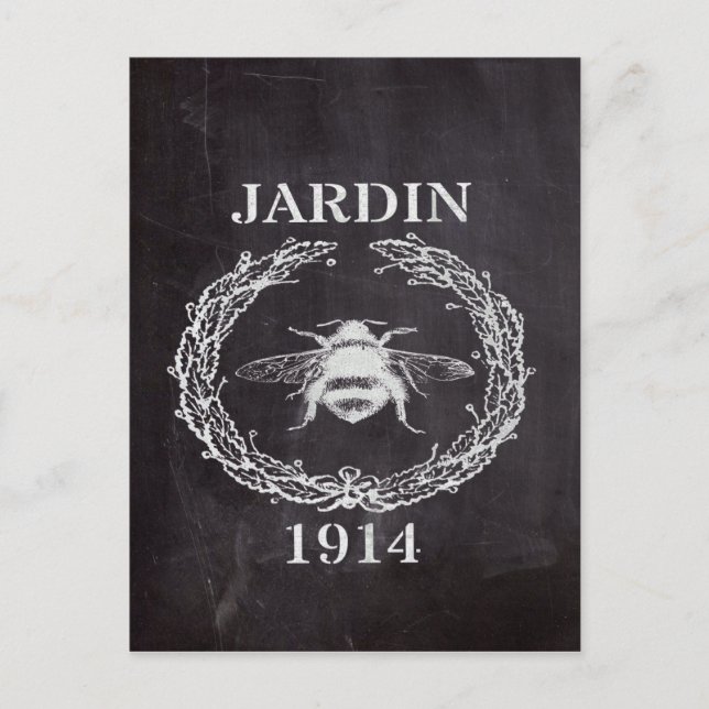 Französischer Bauernhof Kalkboard Vintage Biene Postkarte (Vorderseite)