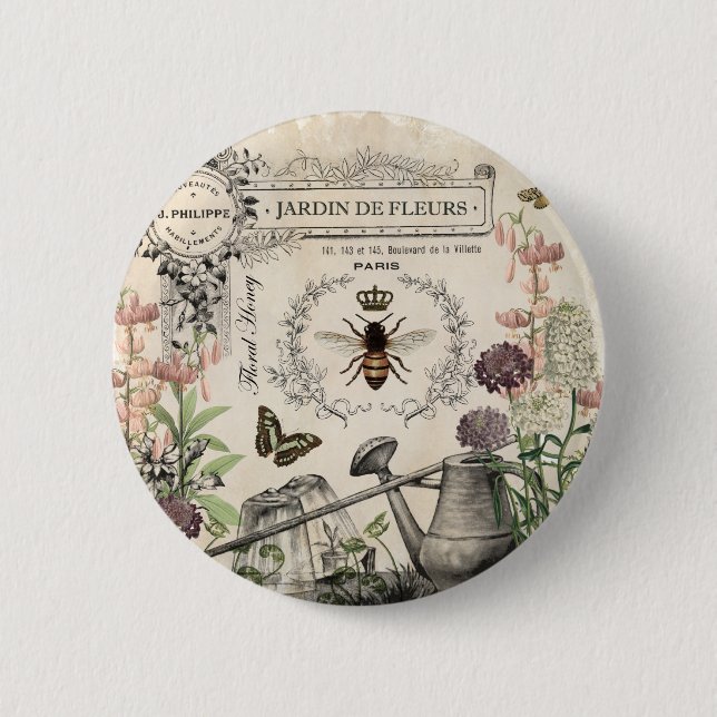 Französischer Bienengarten Button (Vorderseite)
