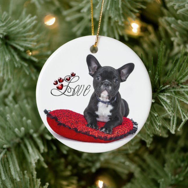 Französischer Bull Dog - Französische Liebe Keramik Ornament (Baum)