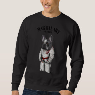 Französischer Bull Dog Judo Karate Master in White Sweatshirt