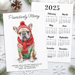 Französischer Bulldog 2025 Kalender Hund Lover Wei Feiertagskarte