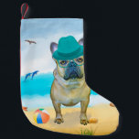 Französischer Bulldog am Strand Kleiner Weihnachtsstrumpf<br><div class="desc">Ein niedlicher Hund am Strand ist eine Geschenkidee für jemanden,  der diese Hundezucht Liebe.</div>