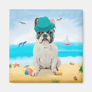 Französischer Bulldog am Strand Magnet