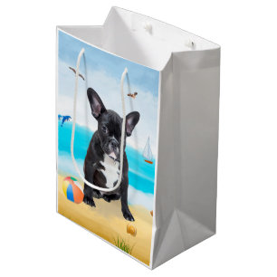 Französischer Bulldog am Strand Mittlere Geschenktüte
