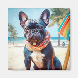 Französischer Bulldog am Strand, Sommergeschenk fü Magnet