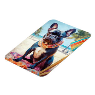 Französischer Bulldog am Strand, Sommergeschenk fü Magnet