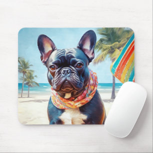 Französischer Bulldog am Strand, Sommergeschenk fü Mousepad