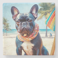 Französischer Bulldog am Strand, Sommergeschenk fü