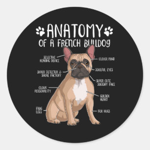 Französischer Bulldog Anatomie Frenchie Dog Lover Runder Aufkleber