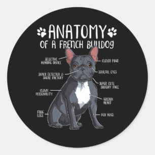 Französischer Bulldog Anatomie Frenchie Dog Lover Runder Aufkleber