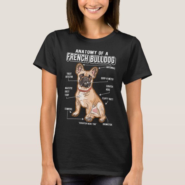 Französischer Bulldog Anatomie Funny Dog T-Shirt (Vorderseite)