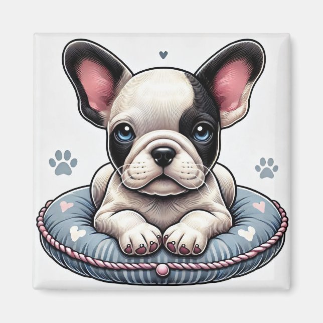 Französischer Bulldog auf einem hochgeachteten Kis Magnet (Vorne)