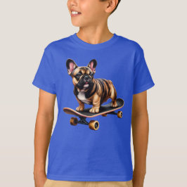 Französischer Bulldog auf einem Skateboard T-Shirt