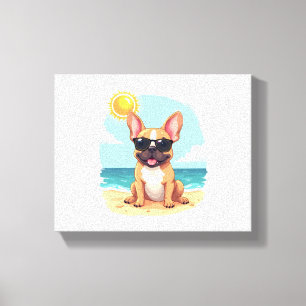 Französischer Bulldog auf Urlaub Leinwanddruck