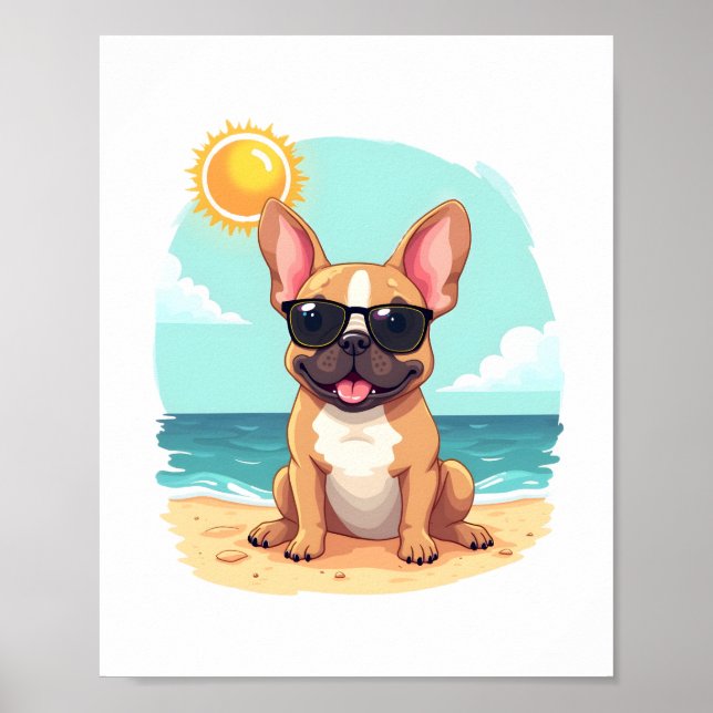 Französischer Bulldog auf Urlaub Poster (Vorne)