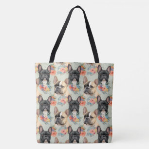 Französischer Bulldog & Blume Tote Tasche