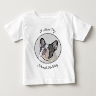 Französischer Bulldog (Brindle Pied) Malerei - Hun Baby T-shirt