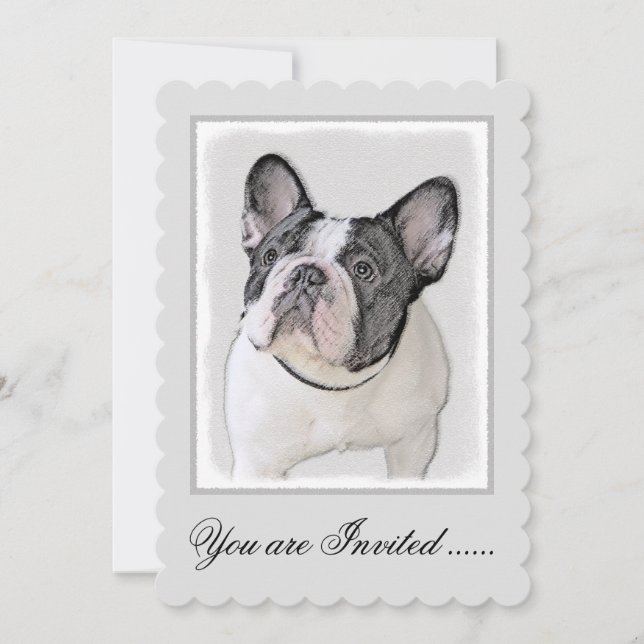 Französischer Bulldog (Brindle Pied) Malerei - Hun Einladung (Vorderseite)