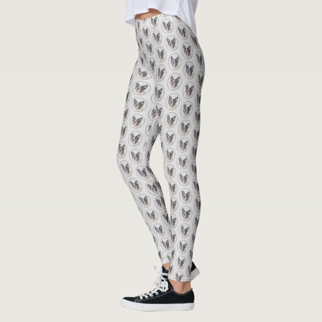 Französischer Bulldog (Brindle Pied) Malerei - Hun Leggings (Links)