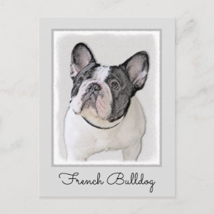 Französischer Bulldog (Brindle Pied) Malerei - Hun Postkarte