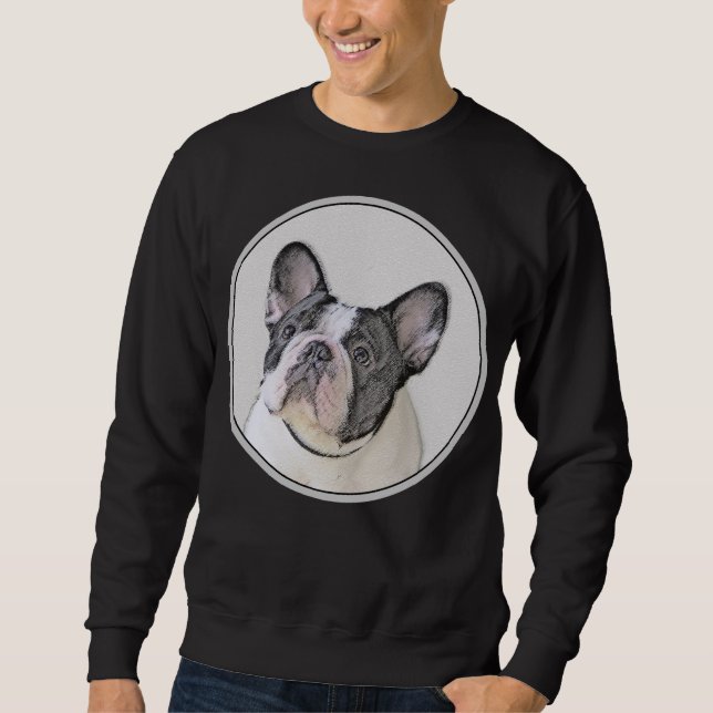 Französischer Bulldog (Brindle Pied) Malerei - Hun Sweatshirt (Vorderseite)