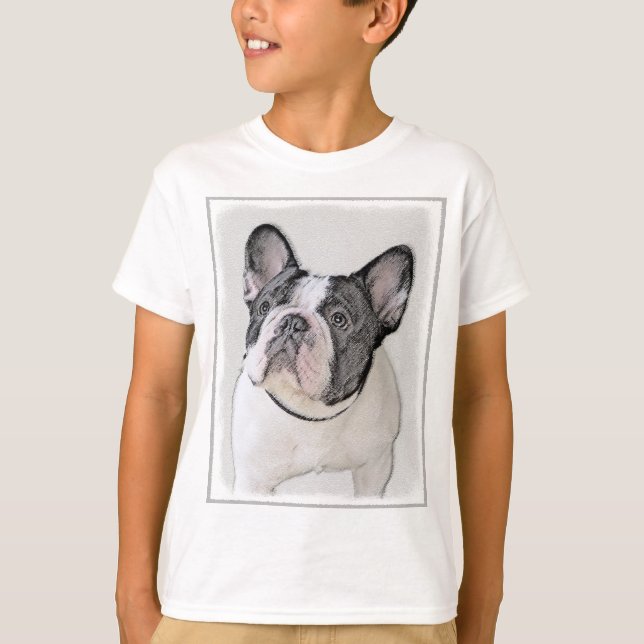 Französischer Bulldog (Brindle Pied) Malerei - Hun T-Shirt (Vorderseite)